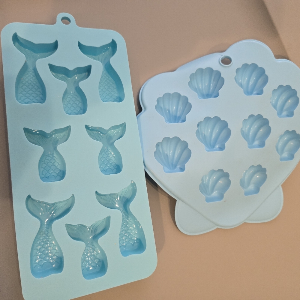 Blue Silicone Mermaid and Shell Molds